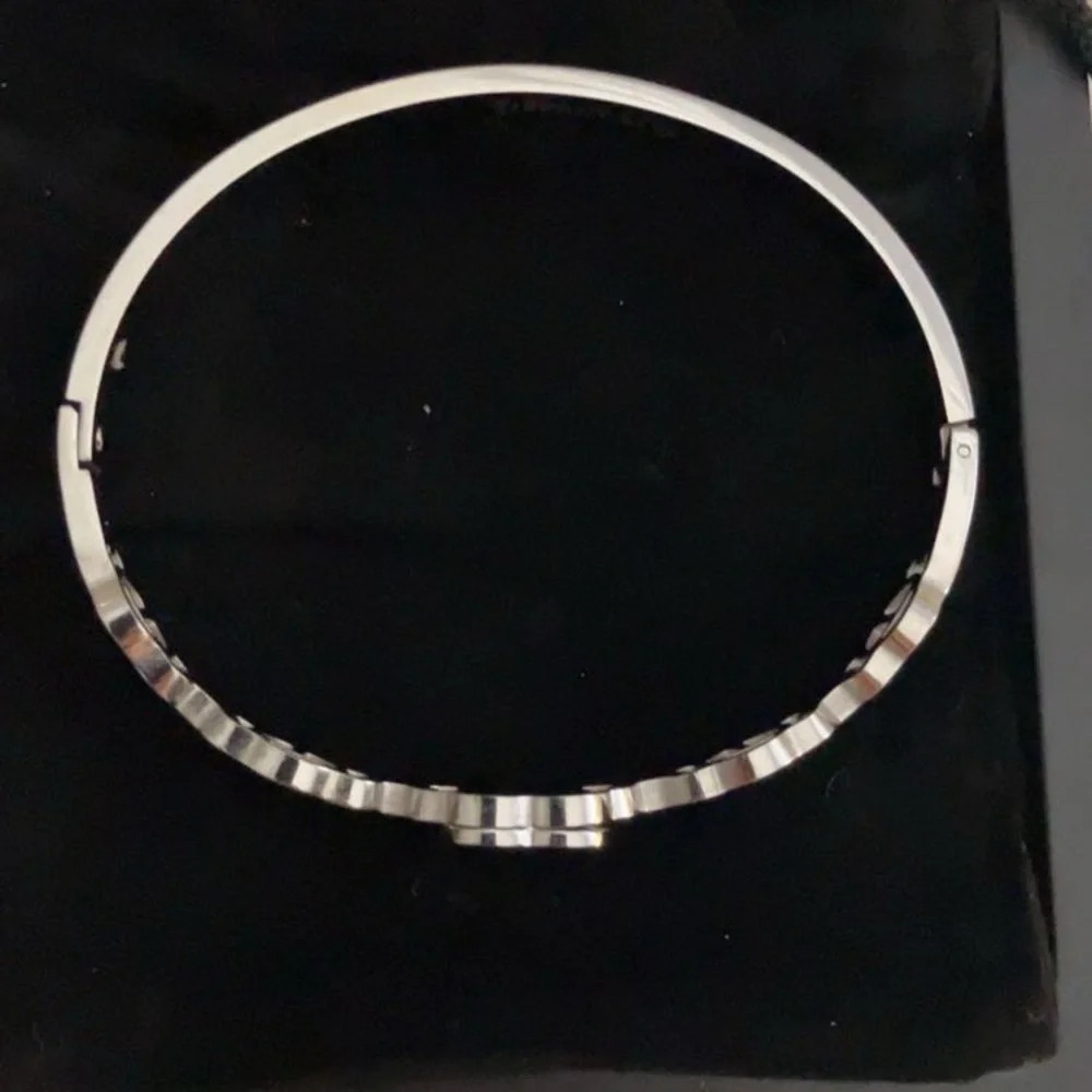 Tiffany & Co  silver heart bracelet bangle with pink tones, stamped. - Picture 6 of 7
